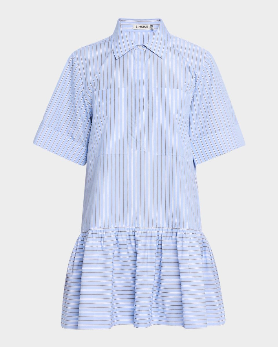Cris Short-Sleeve Pinstripe Shirtdress